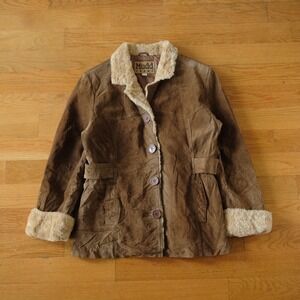 Mudd Jeans Brown Suede Sherpa Lined Jacket Vintage Y2K Womens M Cozy Winter Coat